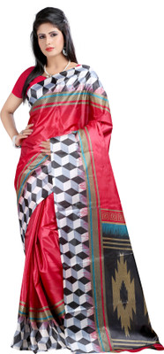 

Anushree Saree Printed Fashion Silk Saree(Multicolor), Red