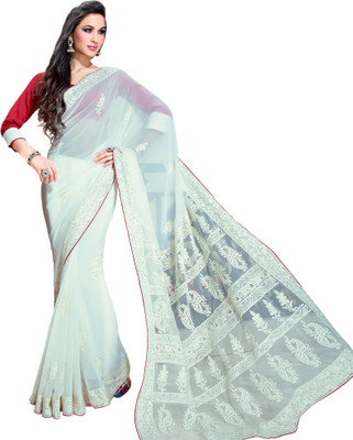 

Vishal Printed Bollywood Chiffon Saree(White)