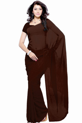 

Khushali Self Design Fashion Georgette Saree(Brown)