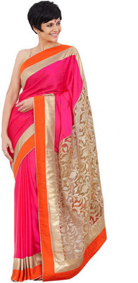 

3NH Solid Bollywood Chiffon Saree(Pink)