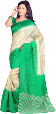 

Gugaliya Printed Fashion Art Silk Saree(Beige, Green)