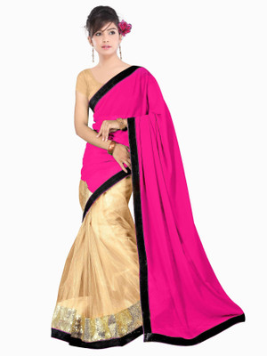 

Dancing Girl Solid Bollywood Georgette Saree(Pink)
