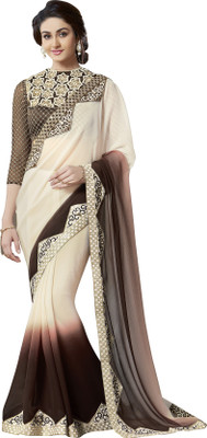 

Jiya Self Design Fashion Chiffon Saree(White, Multicolor), Multicolor;white