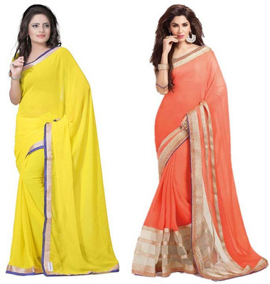 

Stylezone Self Design Fashion Chiffon Saree(Pack of 2, Yellow, Orange), Orange;yellow