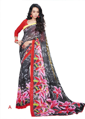 

Hi-Choice Printed Fashion Georgette Saree(Black)
