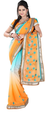 

Khushali Embroidered Fashion Chiffon Saree(Light Blue, Yellow)