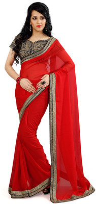 

Indian Wear Online Embroidered Fashion Georgette Saree(Red)