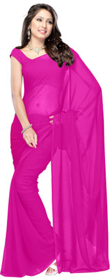 Manthan Solid Daily Wear Georgette Saree(Pack of 2, Pink)
