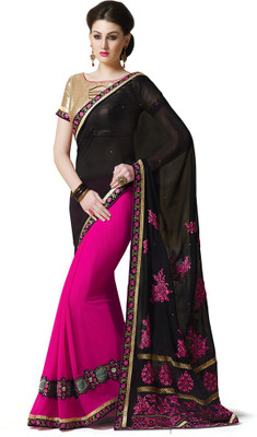

Saara Embroidered Fashion Georgette Saree(Beige, Blue)