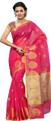 

Mimosa Self Design Kanjivaram Cotton Saree(Pink), Rani