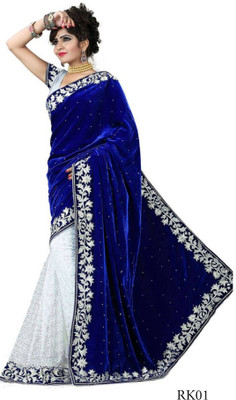 

Shree Creation Animal Print Bollywood Velvet Saree(Blue)