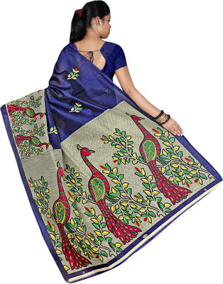 

Party Wear Dresses Printed Fashion Cotton Saree(Blue)
