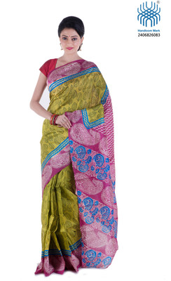 Tantuja Woven Tangail Silk Saree(Green)