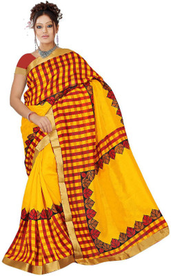 

Mathura Checkered Fashion Art Silk Saree(Yellow, Red), Red;yellow