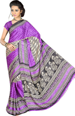 Khushali Self Design, Printed Fashion Jacquard Saree(Purple, Multicolor), Multicolor;purple