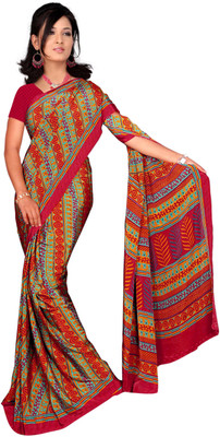 

Vardan Prints Printed Bollywood Crepe Saree(Red)