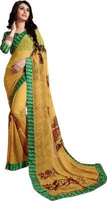 

Jiya Self Design, Printed Fashion Georgette Saree(Beige, Green)