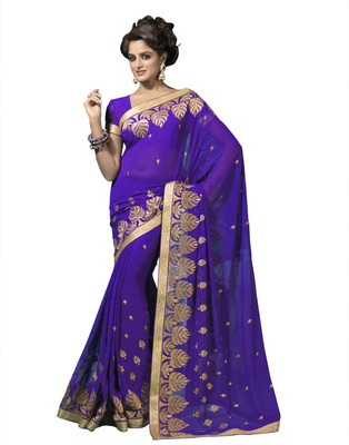 

Suvastram Self Design Fashion Chiffon Saree(Purple)
