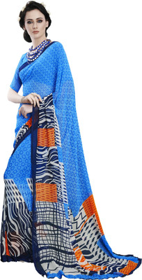 

Ewows Printed Fashion Georgette Saree(Blue)