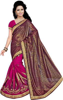 

Indian Wear Online Embroidered Fashion Georgette Saree(Brown)