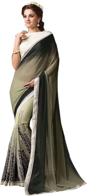 

Ishin Printed Fashion Synthetic Georgette Saree(Beige)