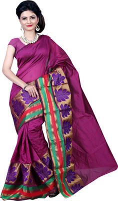 

Sanju Sarees Self Design Banarasi Banarasi Silk Saree(Magenta), Blue