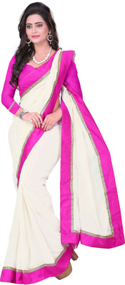 

Aai Shree Khodiyar Art Solid Bollywood Georgette Saree(White)