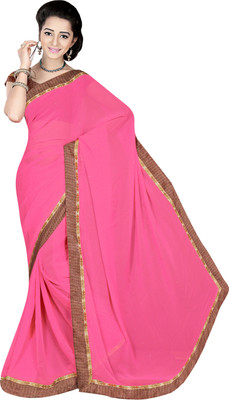 

Khushali Self Design, Embellished Fashion Georgette Saree(Pink)