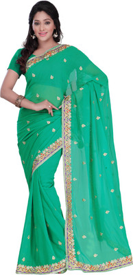 

Desi Butik Embroidered Fashion Art Silk Saree(Green), Sea green