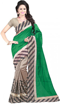 

Party Wear Dresses Printed Fashion Cotton Saree(Green)