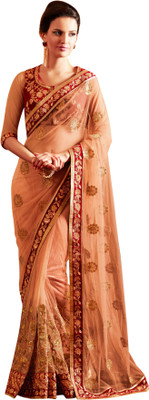

Brijraj Embroidered Fashion Net Saree(Brown)