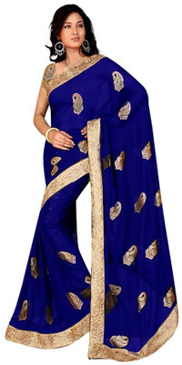 

Stylezone Self Design Fashion Chiffon Saree(Blue)