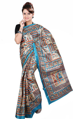 

Anushree Saree Printed Fashion Silk Saree(Multicolor), Blue