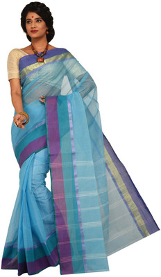 

Sangam Kolkata Embellished Fashion Handloom Cotton Saree(Blue)