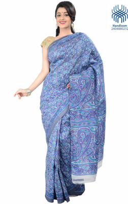 

Tantuja Solid Fashion Handloom Silk Saree(Light Blue), Dusky blue