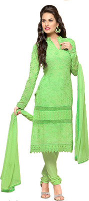 

Shreeji Fashion Chiffon Embroidered Salwar Suit Dupatta Material(Un-stitched), Green