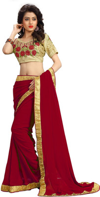 

Stylezone Embroidered Fashion Georgette Saree(Red)