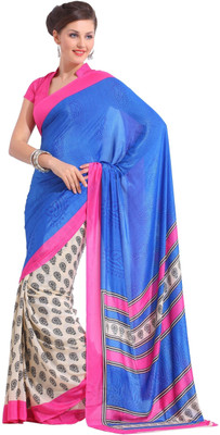 

Cenizas Printed Fashion Georgette Saree(Blue)