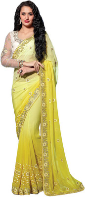 

Brijraj Embroidered Fashion Georgette Saree(Green)