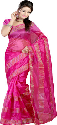 

Ansu Fashion Solid Fashion Silk Saree(Pink)