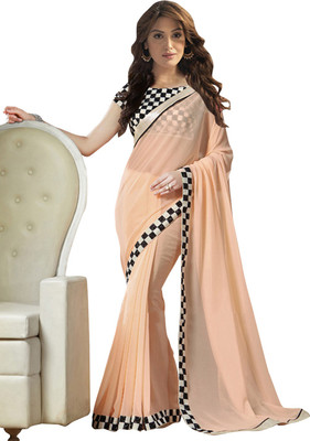 

JKV Embroidered Fashion Georgette Saree(Pink), Light peach