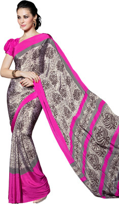 

Lovely Look Printed Daily Wear Crepe Saree(Grey, Pink)
