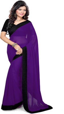 

Sourbh Sarees Solid Fashion Georgette Saree(Purple)