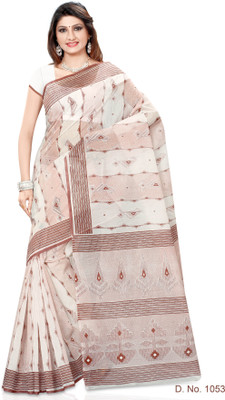 

Indianbeauty Striped, Printed Fashion Cotton Saree(White)