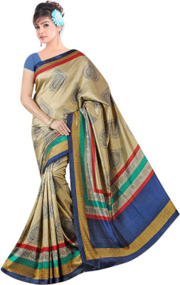 

Khushali Printed Fashion Tussar Silk Saree(Beige), Blue;chickoo