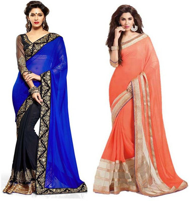 

Stylezone Self Design Fashion Chiffon Saree(Pack of 2, Multicolor)