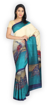 

Right Shape Printed Mysore Art Silk Saree(Beige)