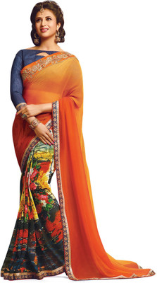 

Ridham Sarees Embroidered, Floral Print Bollywood Georgette Saree(Multicolor)