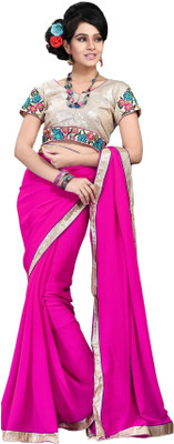 

Cenizas Solid Fashion Chiffon Saree(Pink)