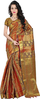 

Mimosa Woven Kanjivaram Art Silk Saree(Multicolor), Maroon